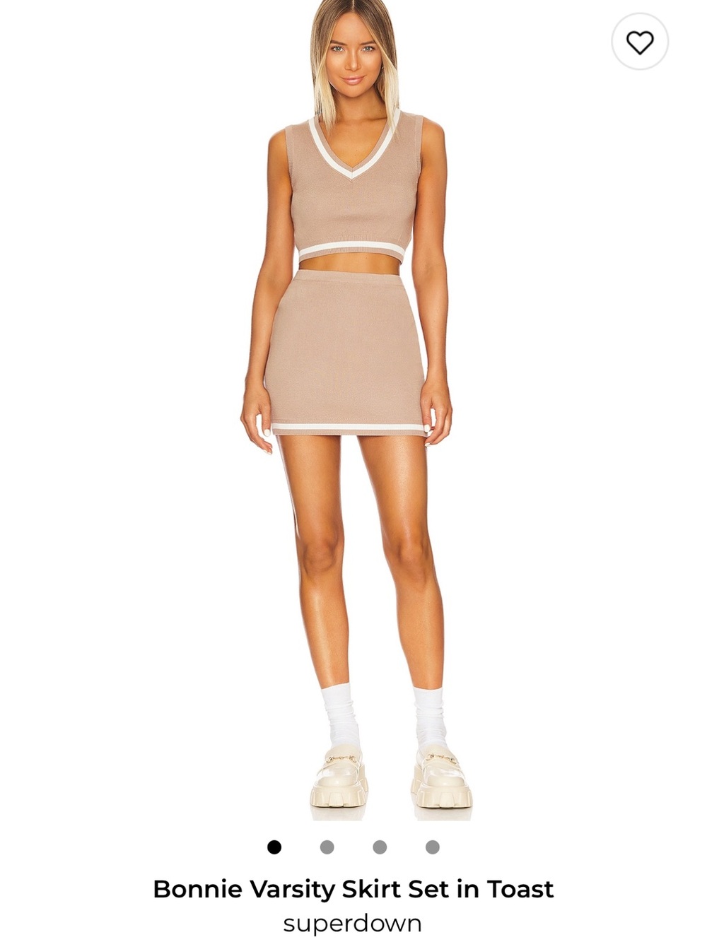 superdown Bonnie Varsity Skirt Set Toast Brown 2pc Size S